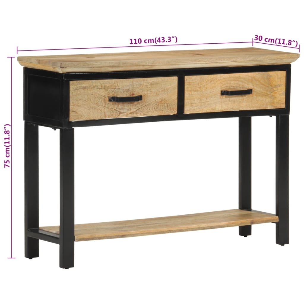 konsolbord 110x30x75 cm massivt ru mangotræ