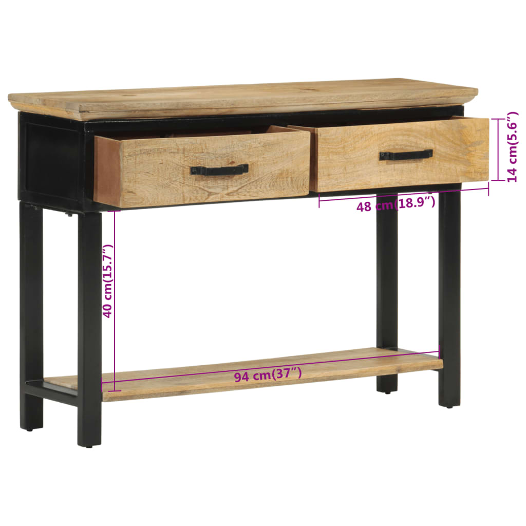 konsolbord 110x30x75 cm massivt ru mangotræ