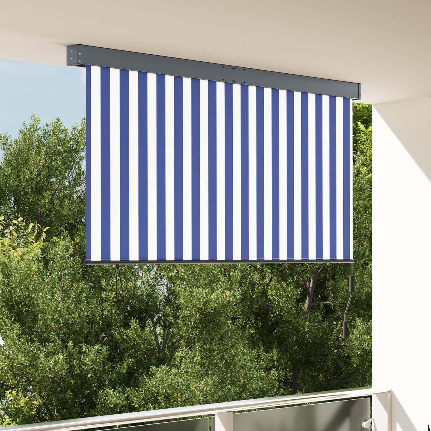 Rullegardin Blå og Hvid 180 x 250 cm Stof og Aluminium