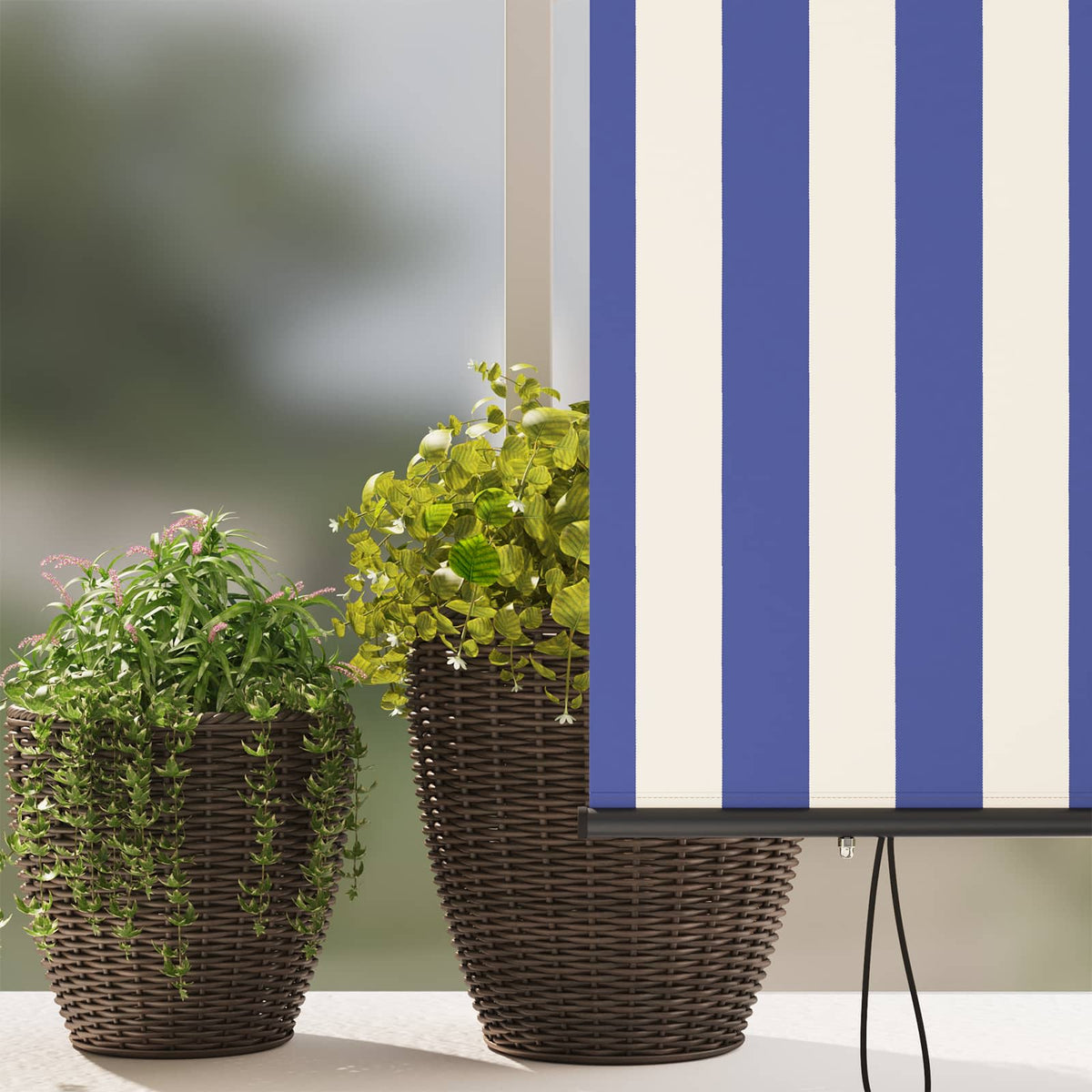Rullegardin Blå og Hvid 180 x 250 cm Stof og Aluminium