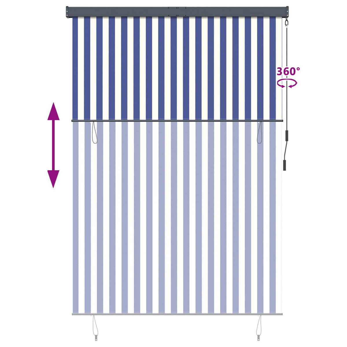 Rullegardin Blå og Hvid 180 x 250 cm Stof og Aluminium