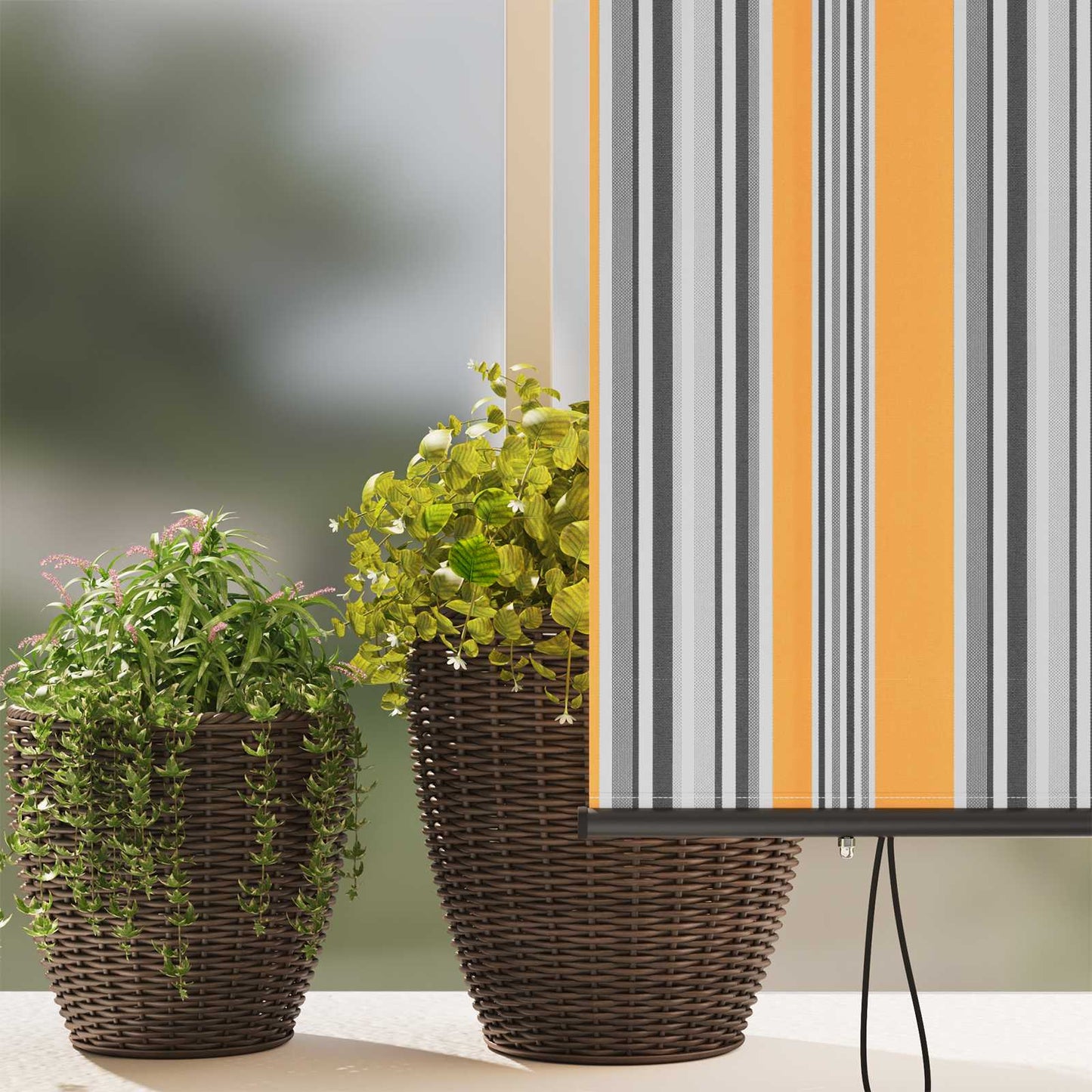 Rullegardin Gul og Blå 180 x 250 cm Stof og Aluminium