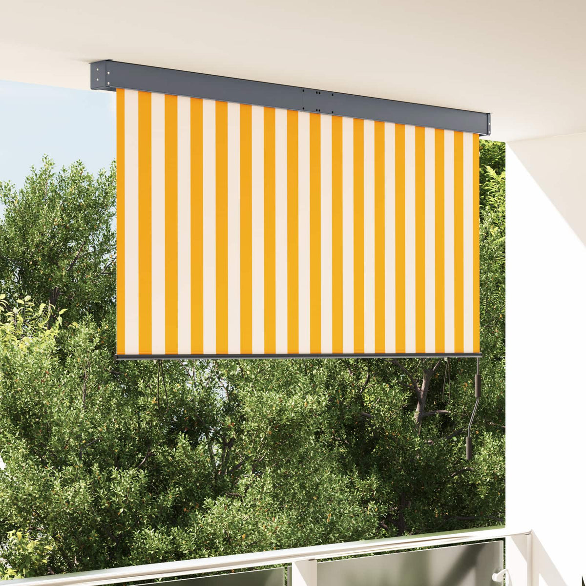 Rullegardin Hvid og Orange 180 x 250 cm Stof og Aluminium