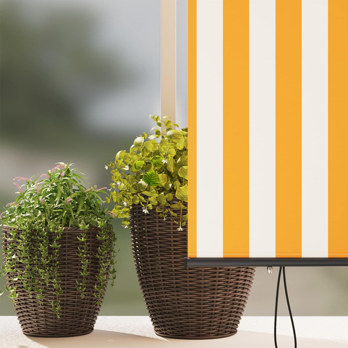 Rullegardin Hvid og Orange 180 x 250 cm Stof og Aluminium