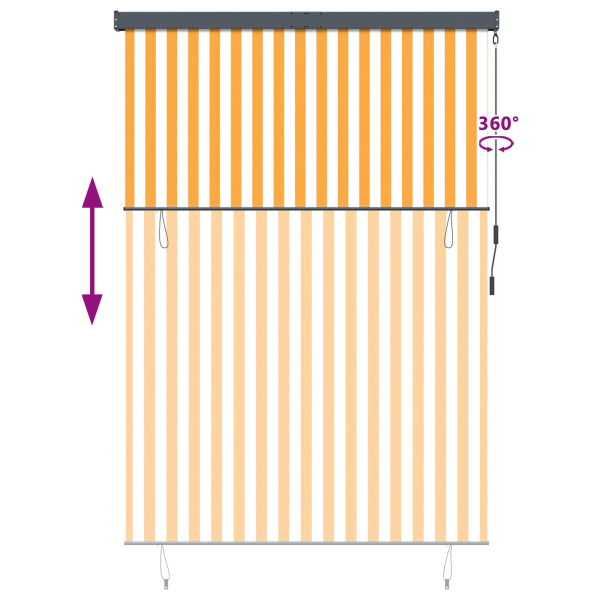 Rullegardin Hvid og Orange 180 x 250 cm Stof og Aluminium