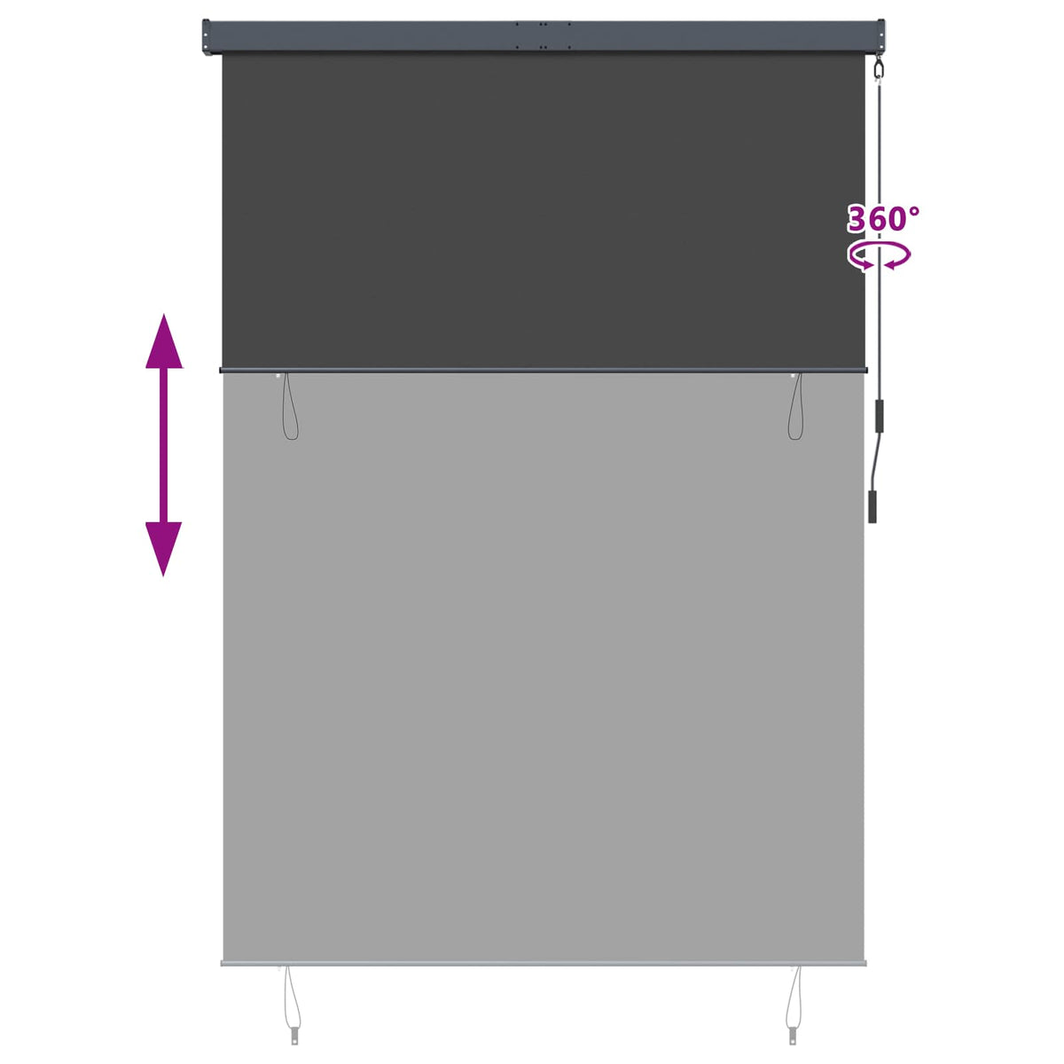 Rullegardin Antracit 180 x 250 cm Stof og Aluminium