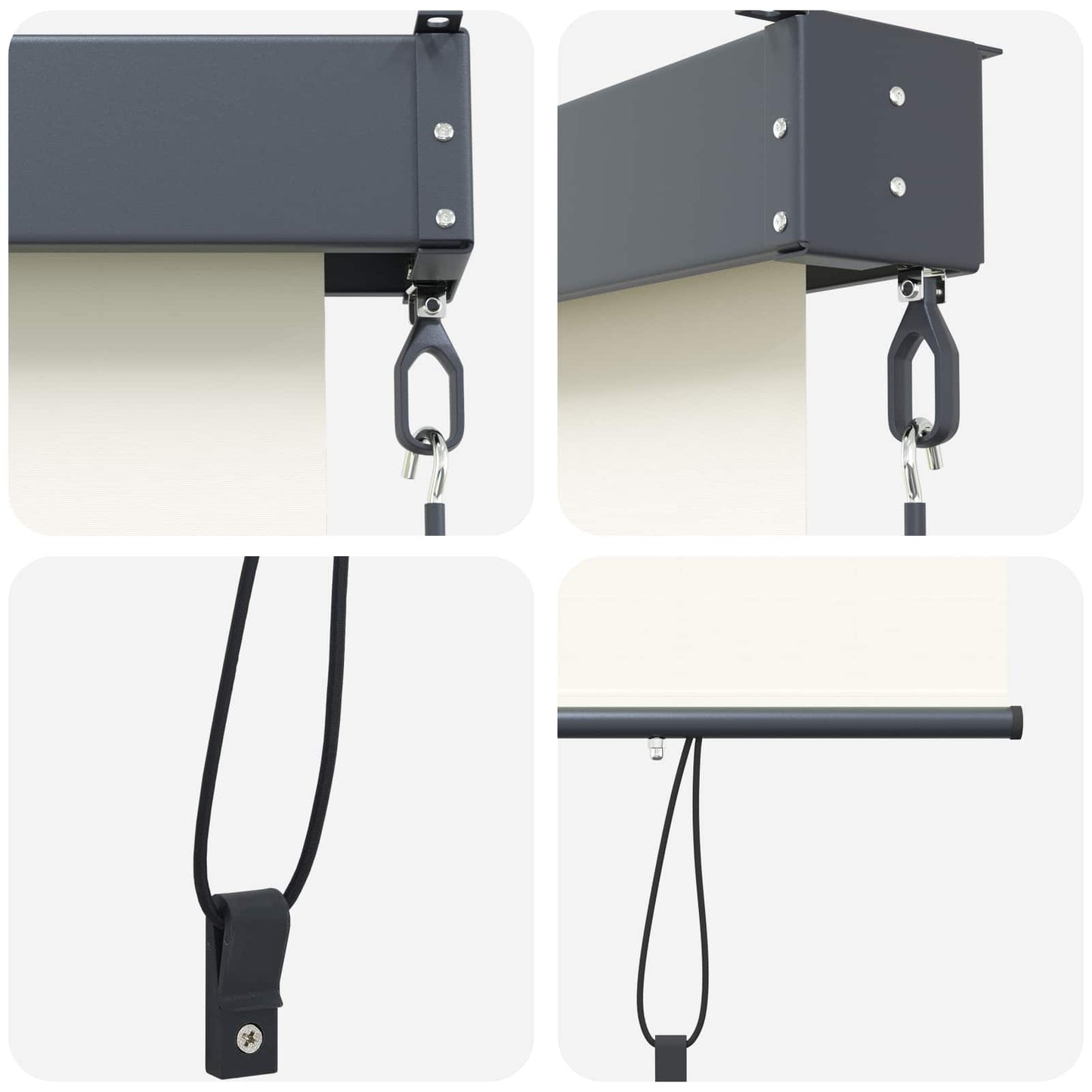 Rullegardin Cremefarvet 180 x 250 cm Stof og Aluminium