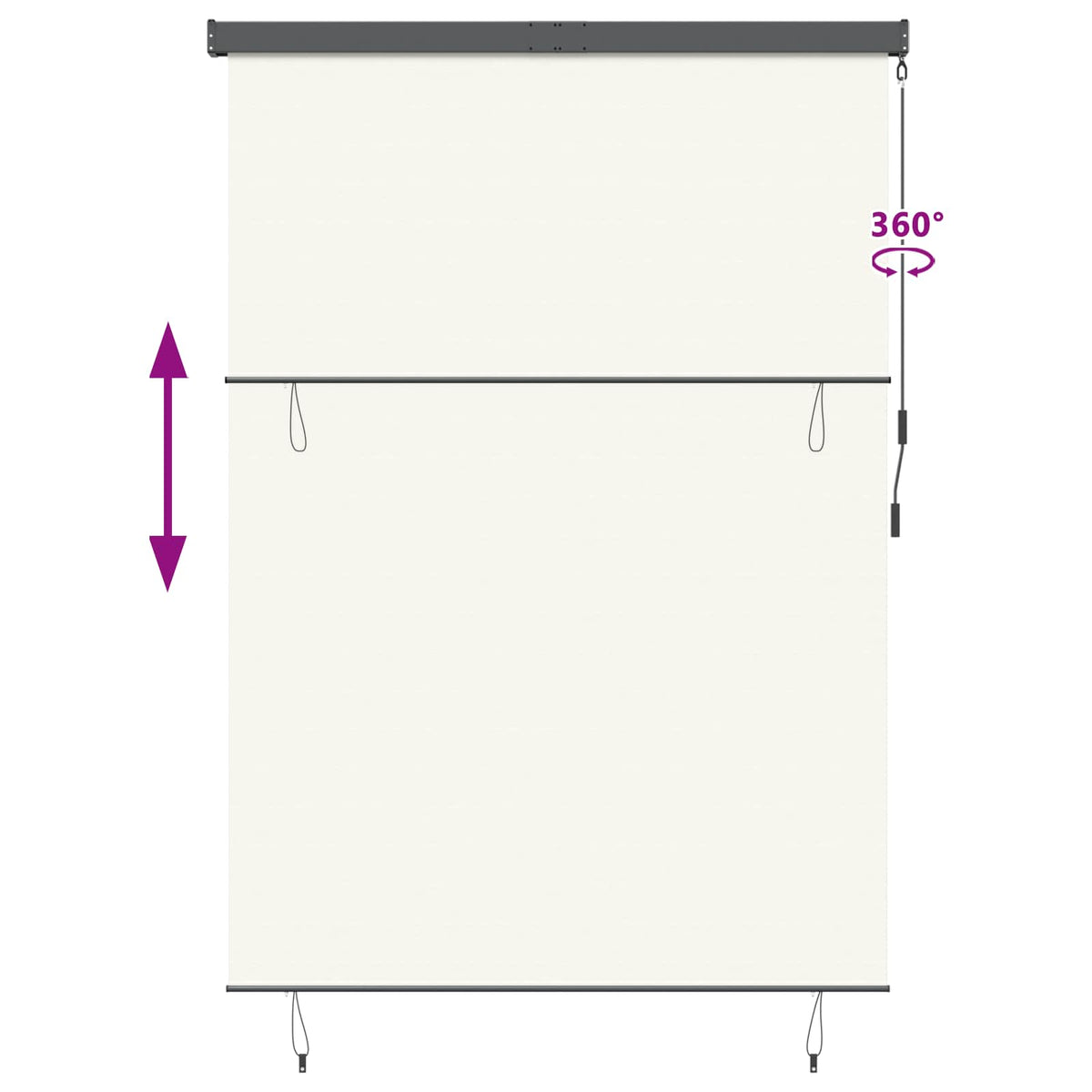 Rullegardin Cremefarvet 180 x 250 cm Stof og Aluminium