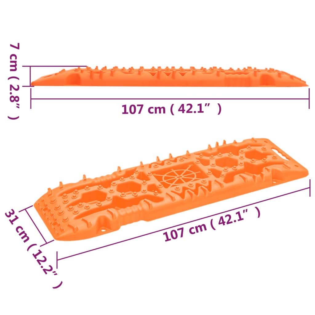 frikørselsplader 2 stk. 107x31x7 cm nylon orange