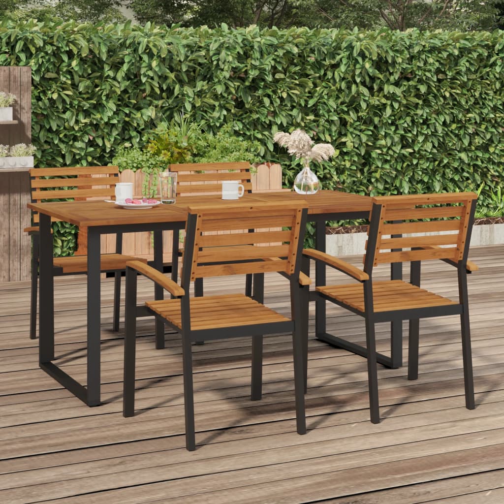 havebord med U-formede ben 160x80x75 cm massivt akacietræ