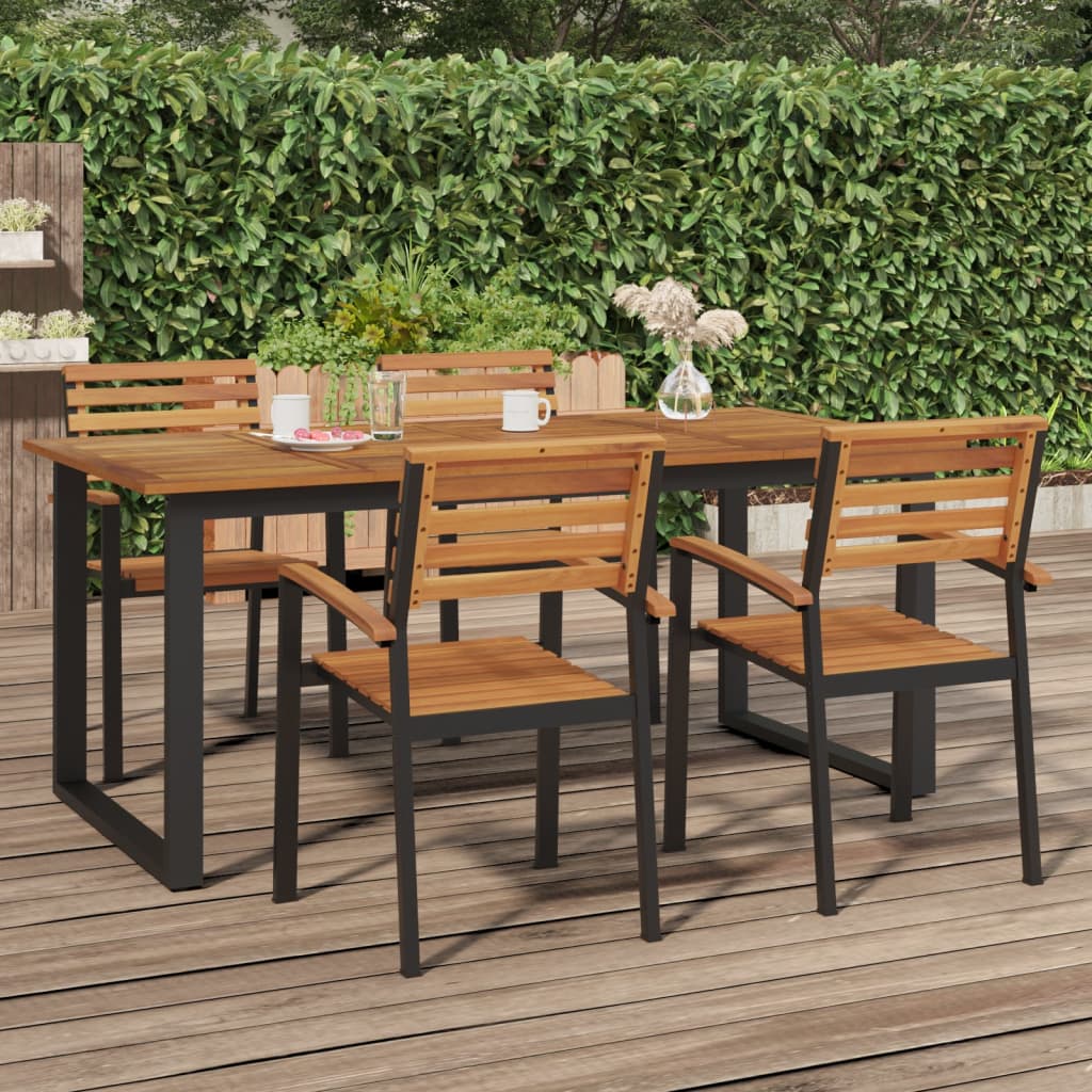 havebord med U-formede ben 180x90x75 cm massivt akacietræ