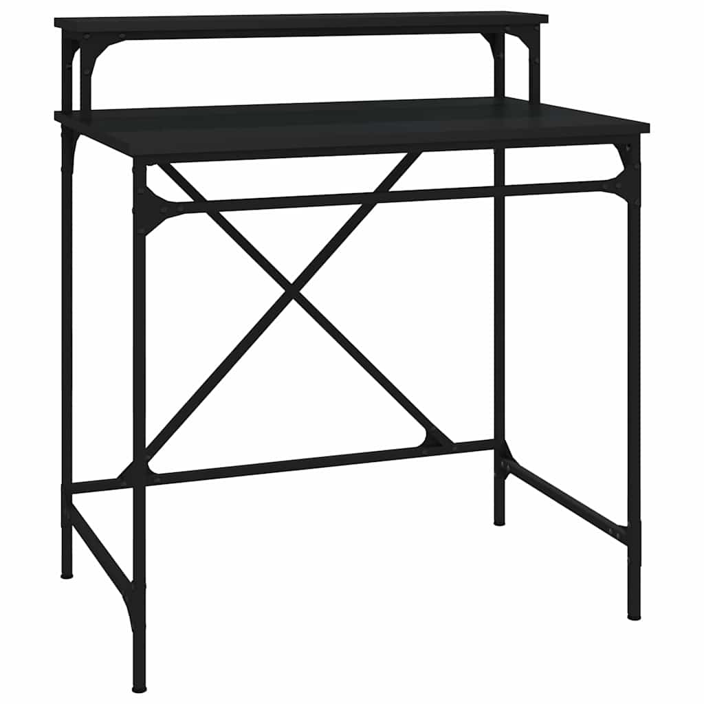 skrivebord 80x50x90 cm konstrueret træ og jern sort
