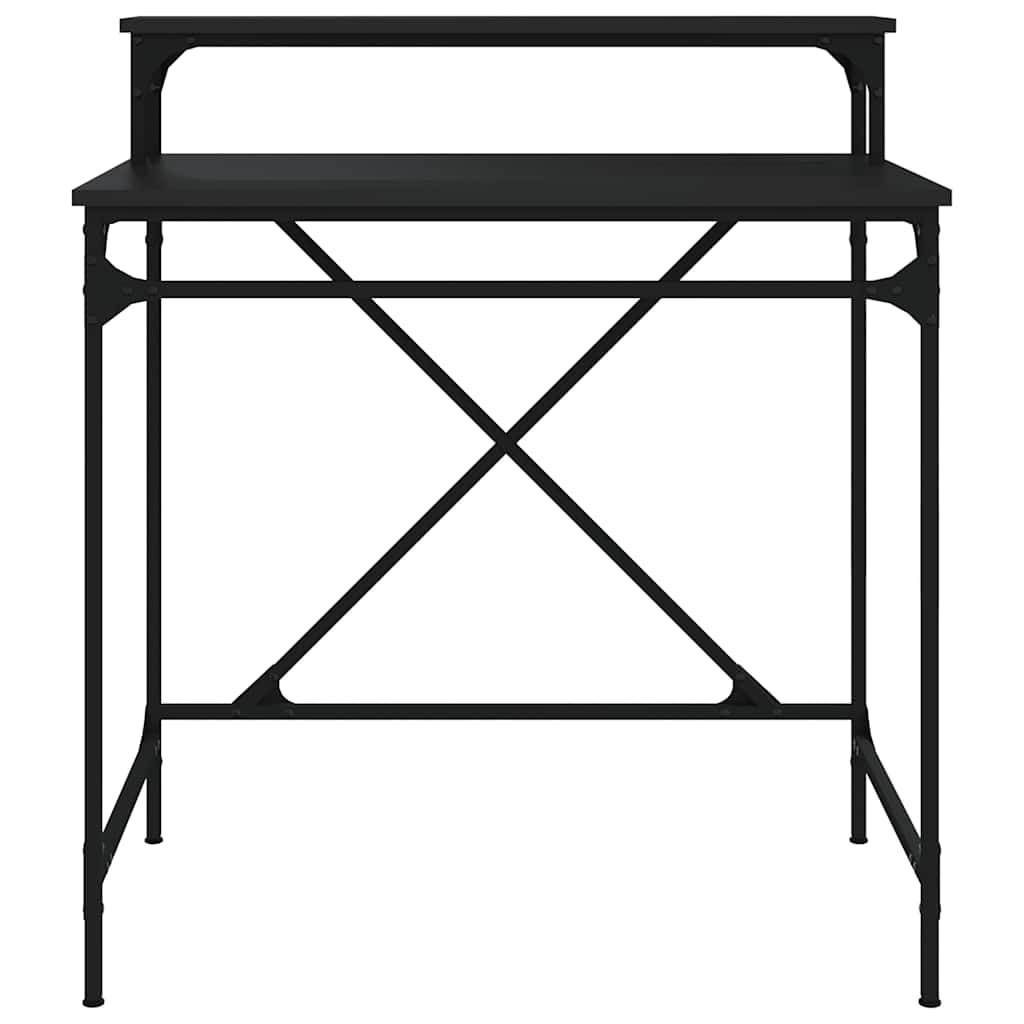 skrivebord 80x50x90 cm konstrueret træ og jern sort