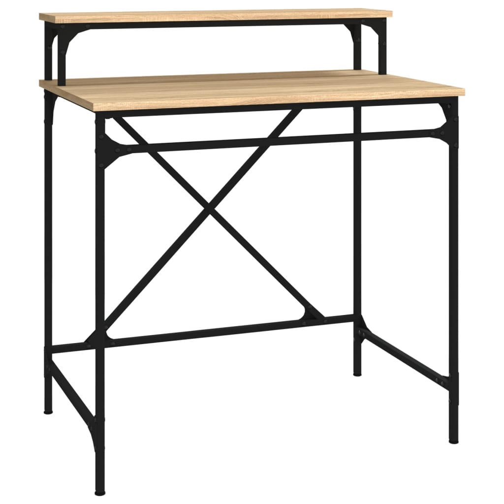 skrivebord 80x50x90 cm konstrueret træ og jern sonoma-eg