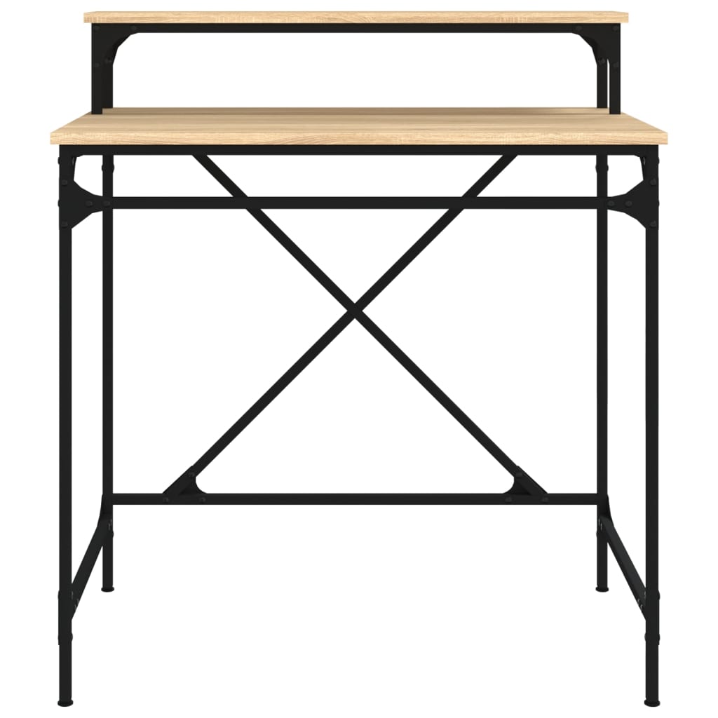 skrivebord 80x50x90 cm konstrueret træ og jern sonoma-eg