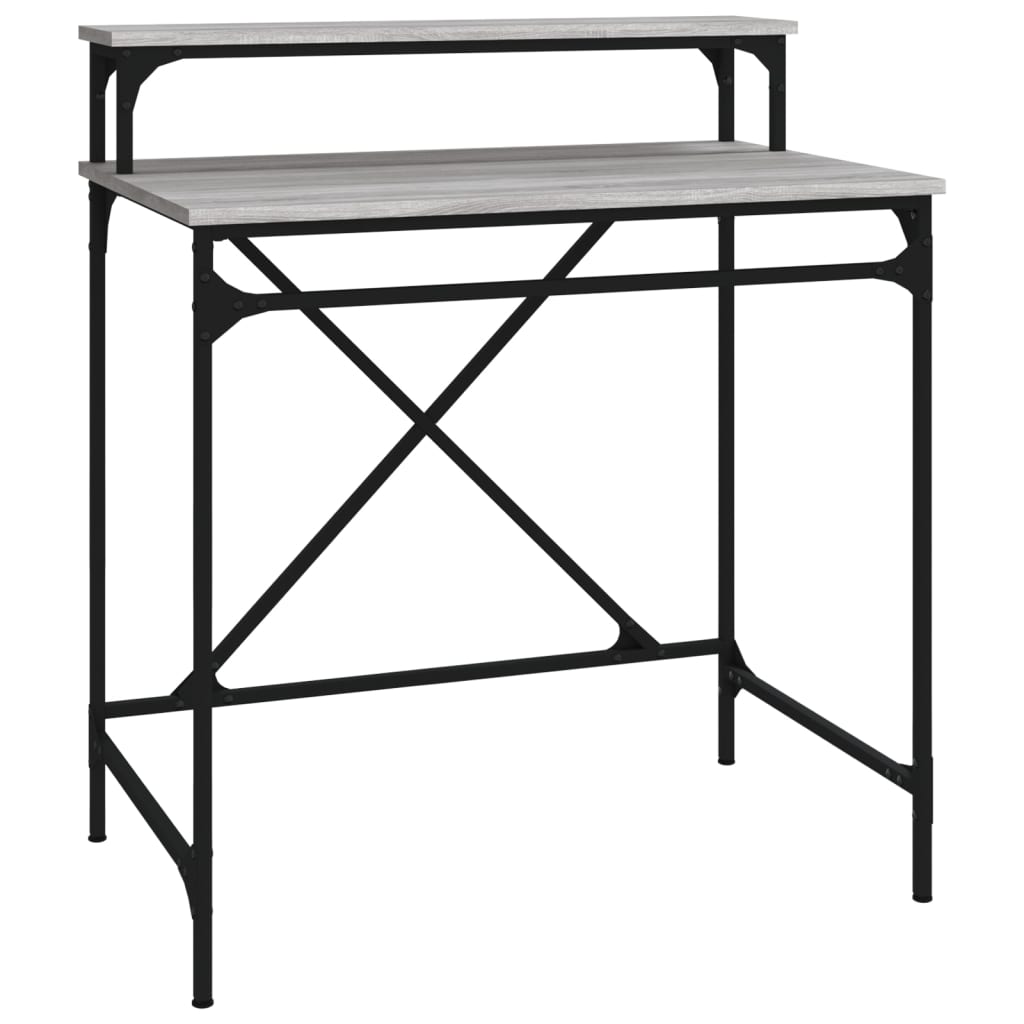 skrivebord 80x50x90 cm konstrueret træ og jern grå sonoma-eg
