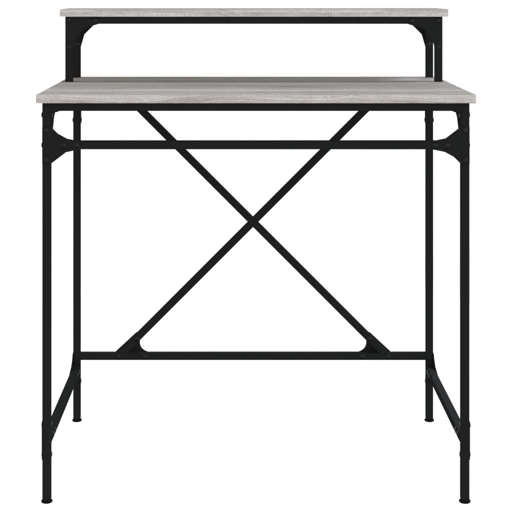 skrivebord 80x50x90 cm konstrueret træ og jern grå sonoma-eg