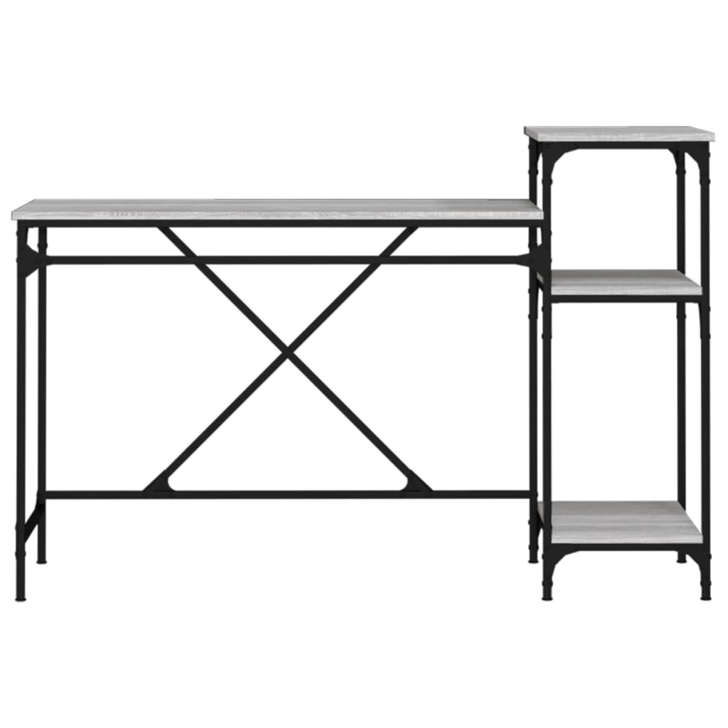 skrivebord 135x50x90 cm konstrueret træ og jern grå sonoma-eg