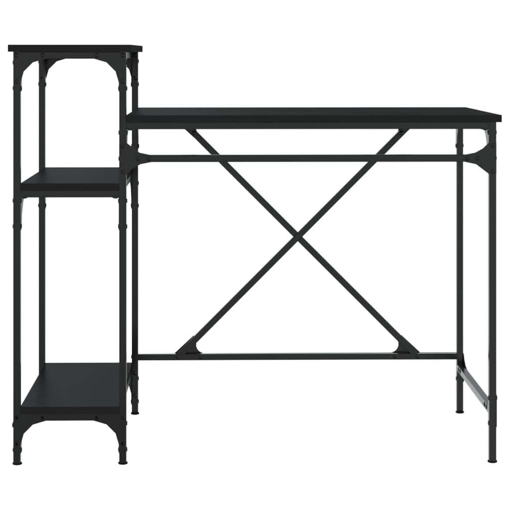 skrivebord m. hylder 105x50x90 cm konstrueret træ og jern sort