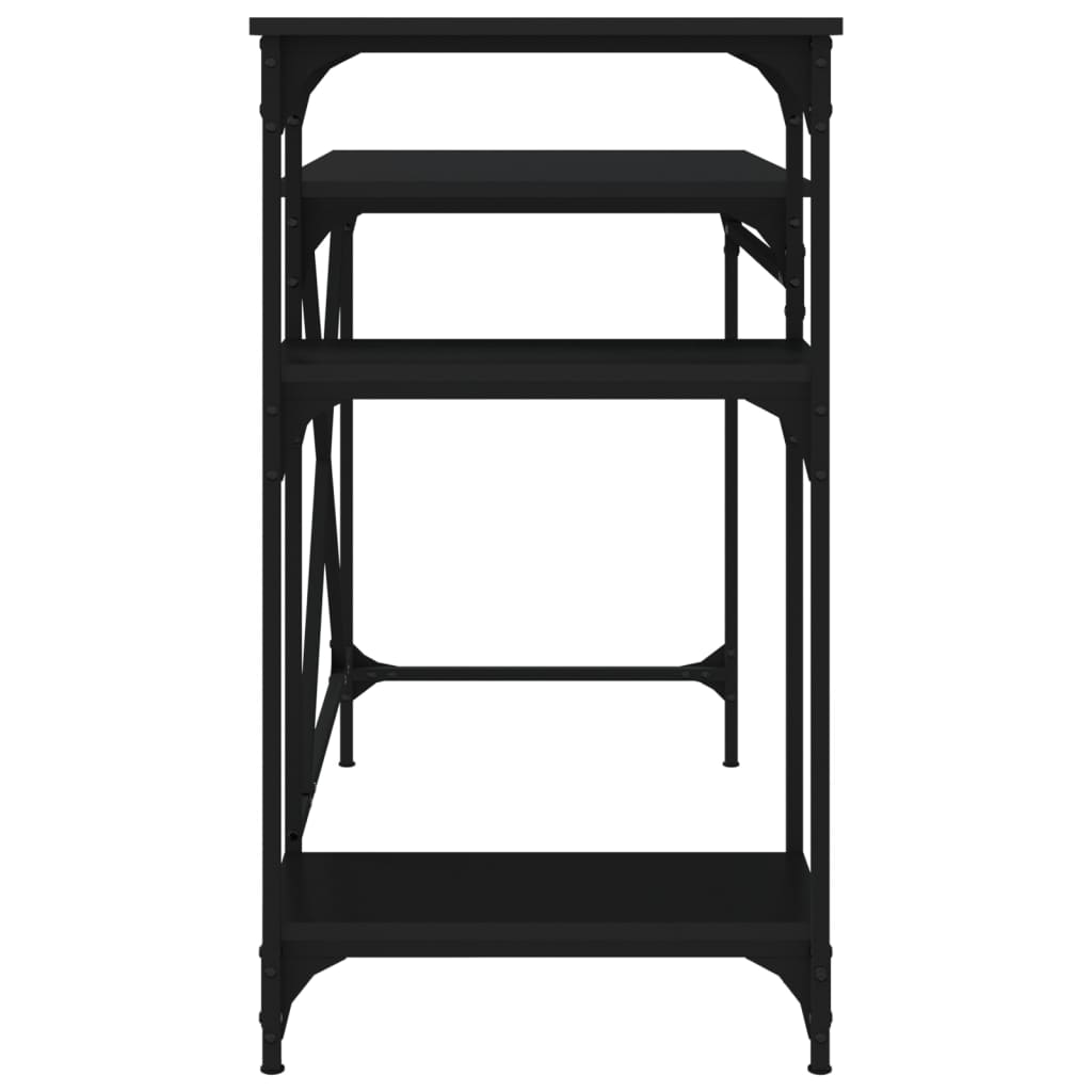 skrivebord m. hylder 105x50x90 cm konstrueret træ og jern sort