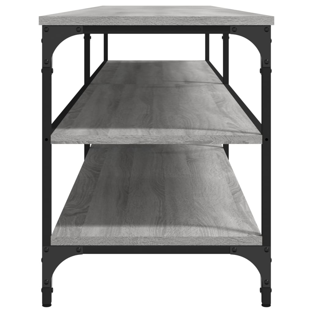 tv-bord 200x30x50 cm konstrueret træ og metal grå sonoma-eg