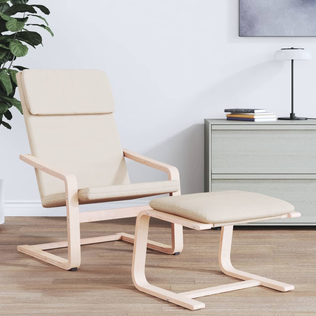 fodskammel 51x41x40 cm stof cremefarvet