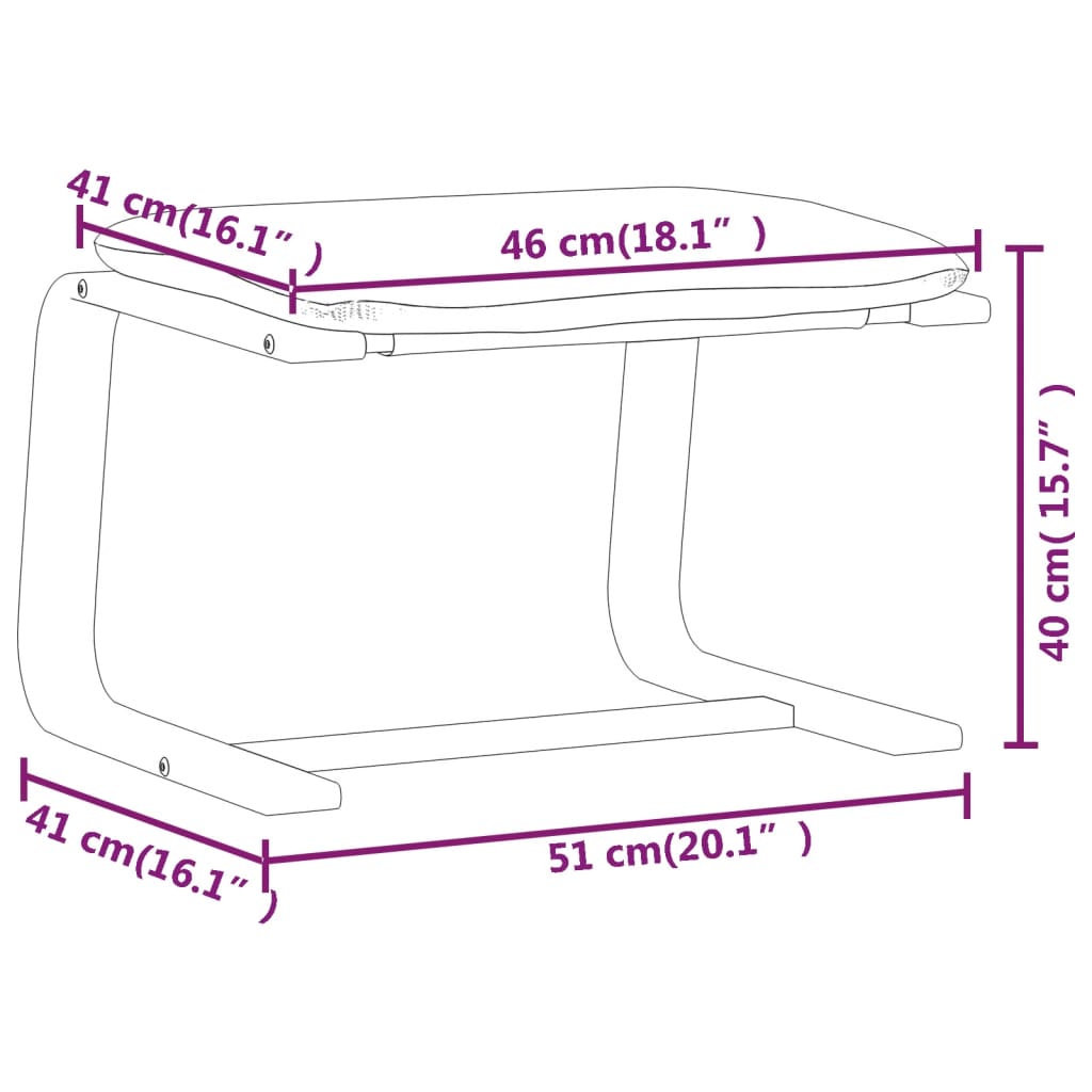 fodskammel 51x41x40 cm stof cremefarvet