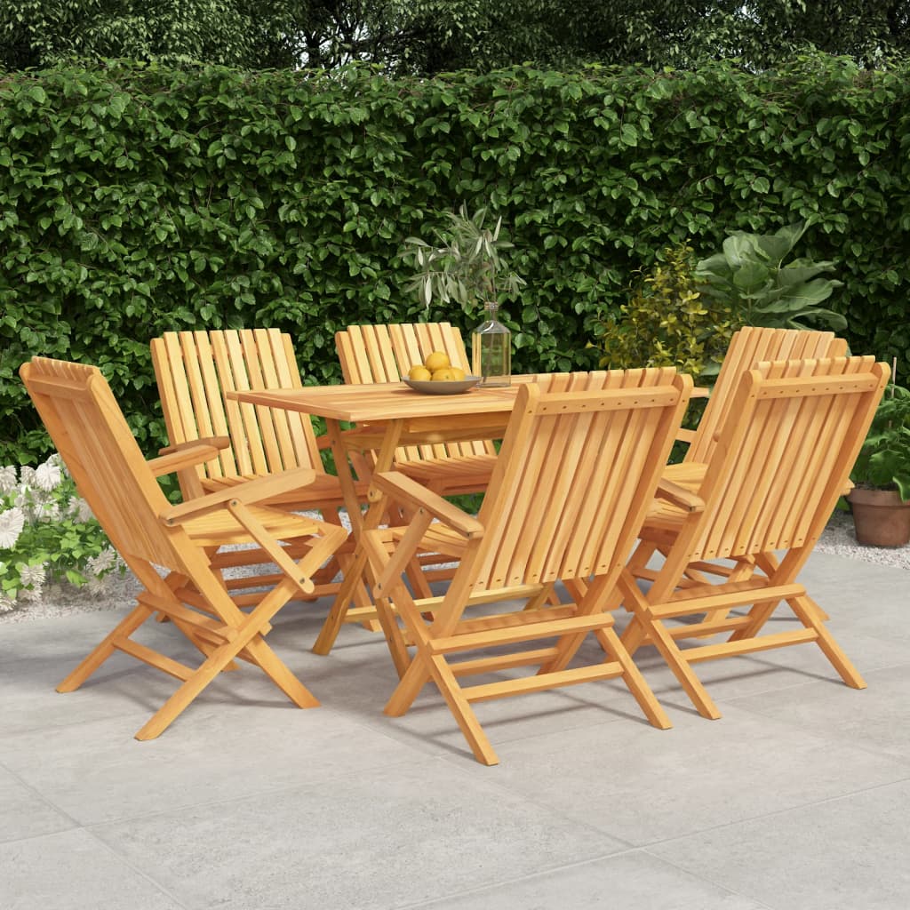spisebordssæt til haven 7 dele massivt teaktræ
