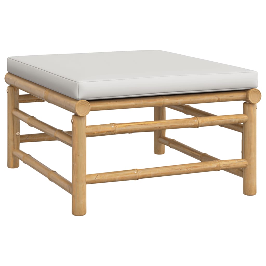 loungesæt til haven 4 dele med lysegrå hynder bambus