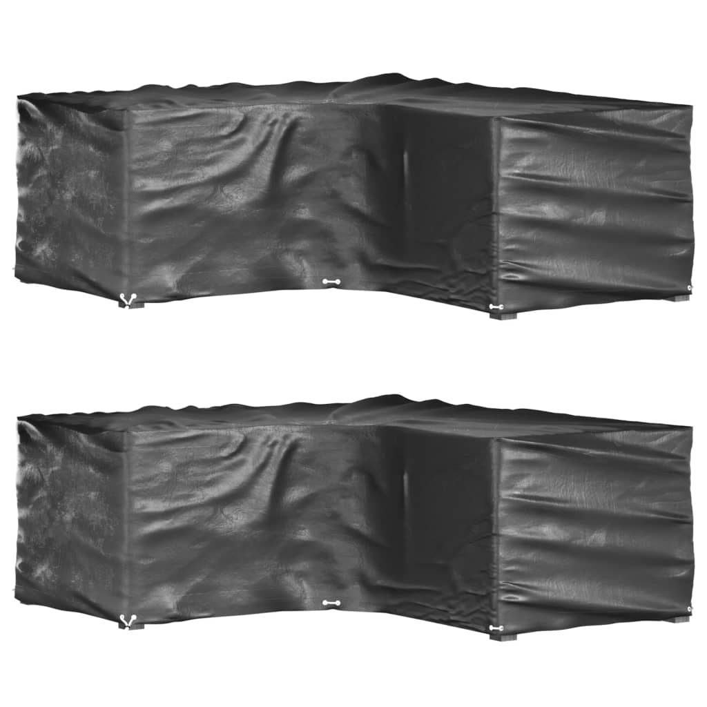 L-formede havemøbelovertræk 2 stk. 185x185x70 cm 12 øjer