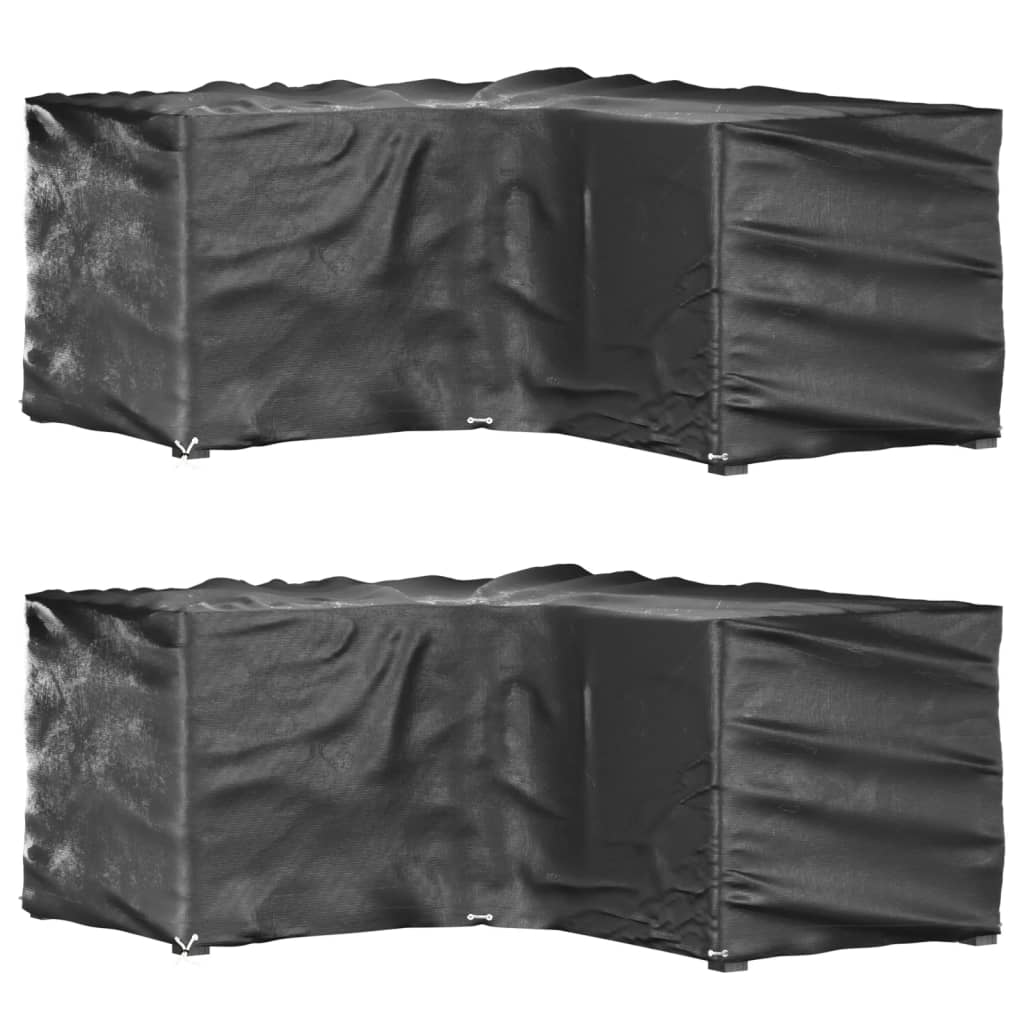L-formede havemøbelovertræk 2 stk. 215x215x90 cm 16 øjer