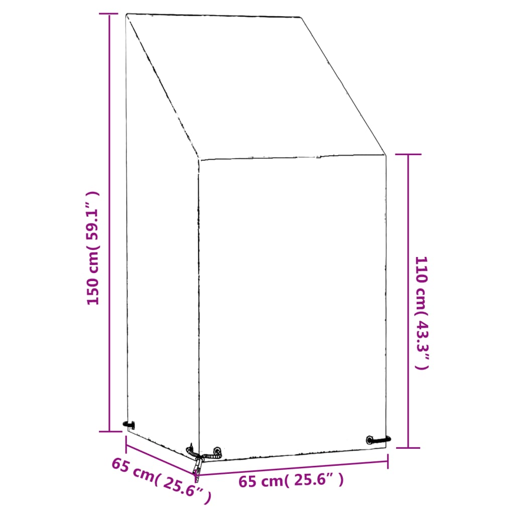 overtræk til havestol 2 stk. 65x65x110/150cm 8 øjer polyethylen