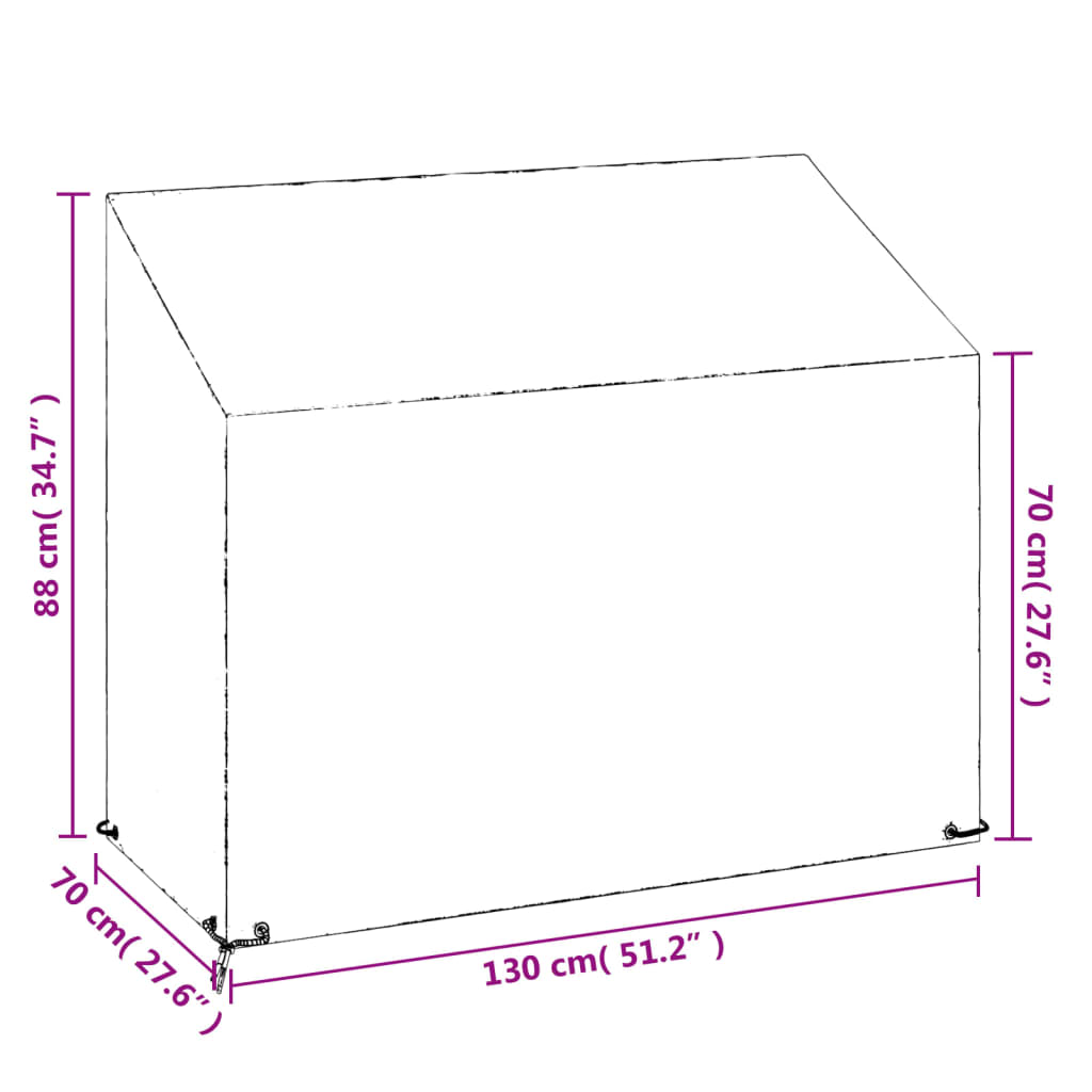 overtræk til havebænk 2 stk. 130x70x70/88 cm 8 øjer polyethylen