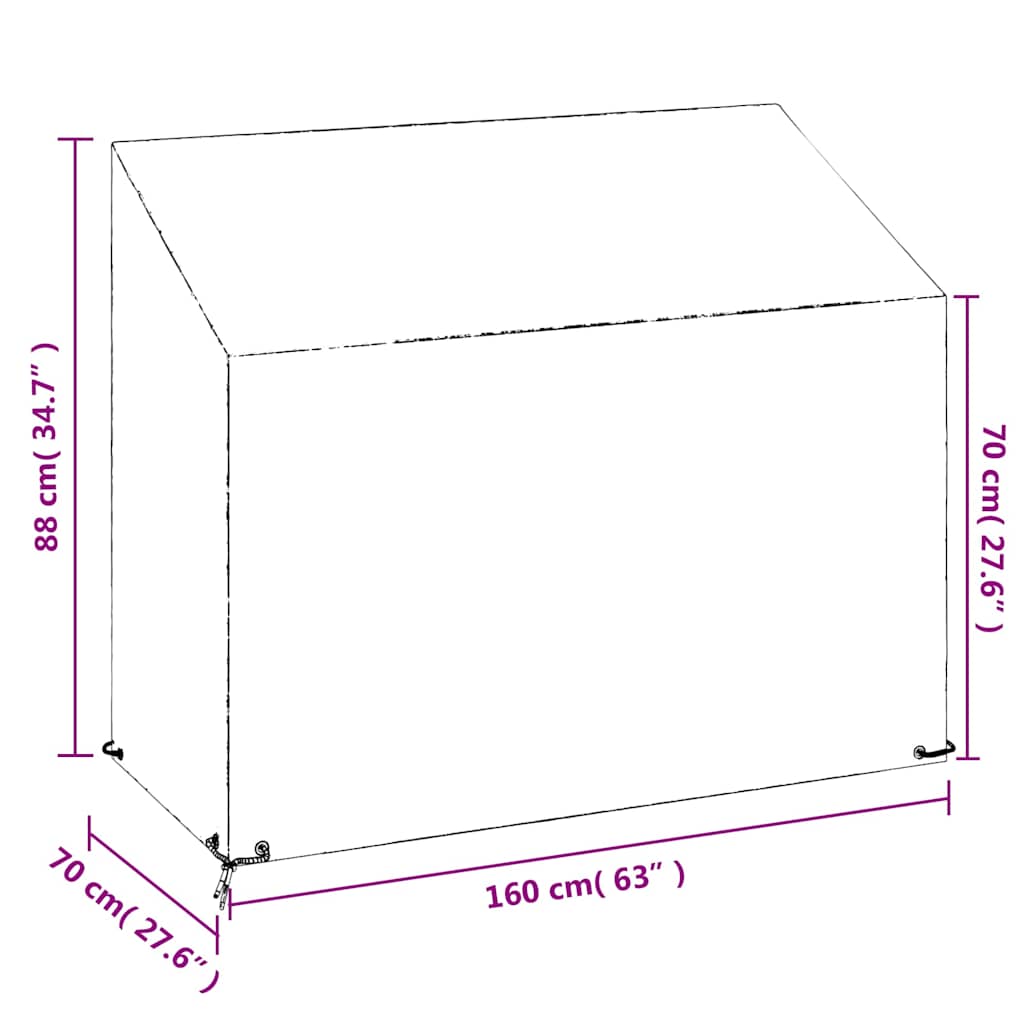 overtræk til havebænk 2 stk. 160x70x70/88 cm 8 øjer polyethylen