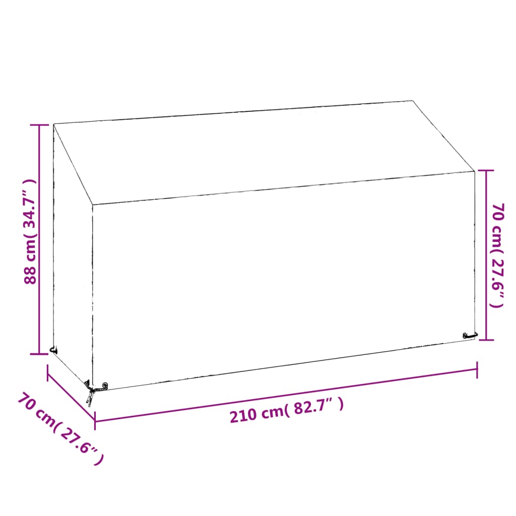 overtræk til havebænke 2 stk. 210x70x70/88 cm polyethylen