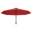 væghængt parasol med LED-lys 290 cm rød