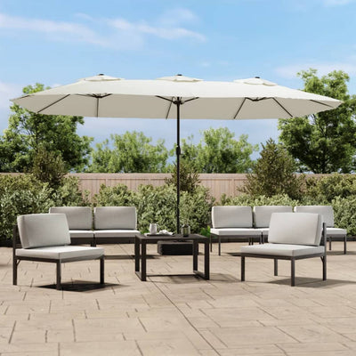 parasol m. dobbelt parasoldug 449x265 cm sandhvid