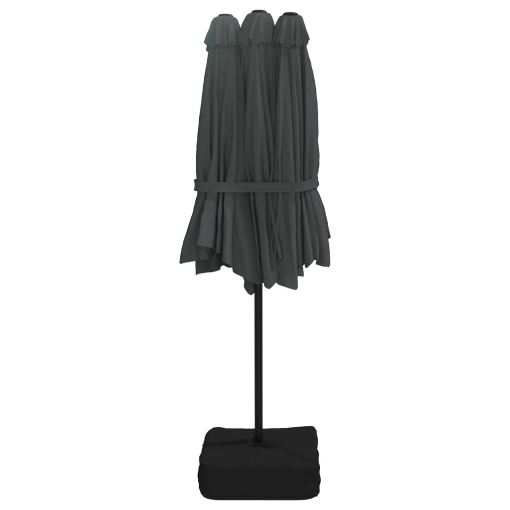 parasol m. dobbelt parasoldug 449x265 cm antracitgrå