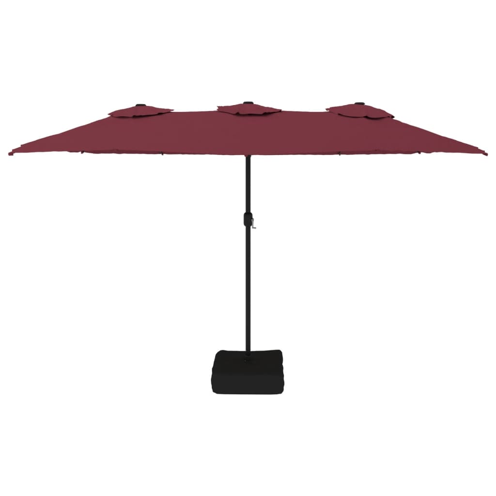 parasol m. dobbelt parasoldug 449x265 cm bordeauxrød