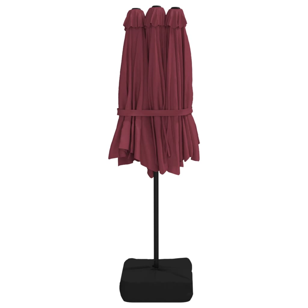 parasol m. dobbelt parasoldug 449x265 cm bordeauxrød