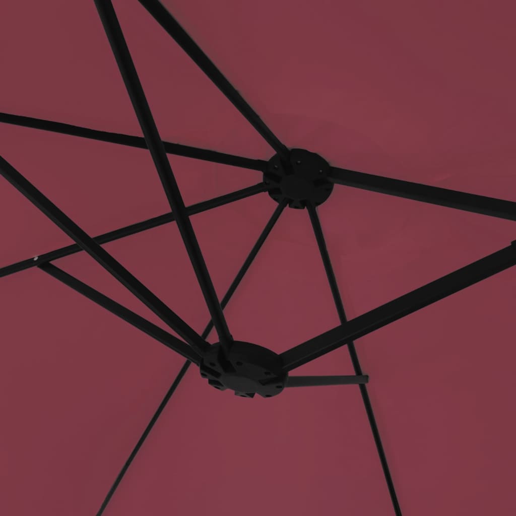 parasol m. dobbelt parasoldug 449x265 cm bordeauxrød