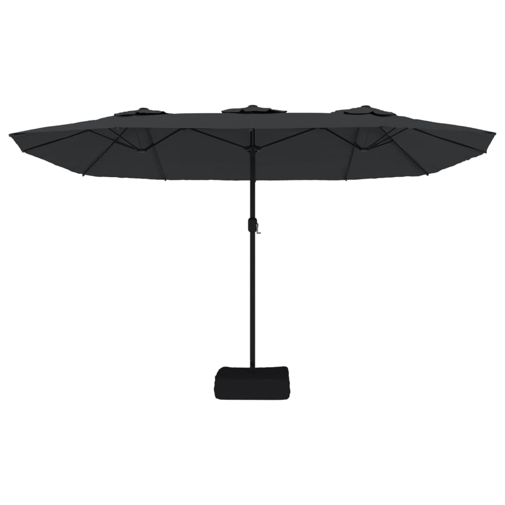 parasol m. dobbelt parasoldug 449x265 cm sort