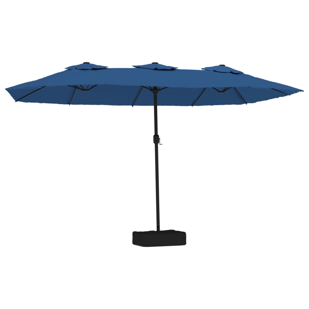 parasol m. dobbelt parasoldug 449x265 cm azurblå