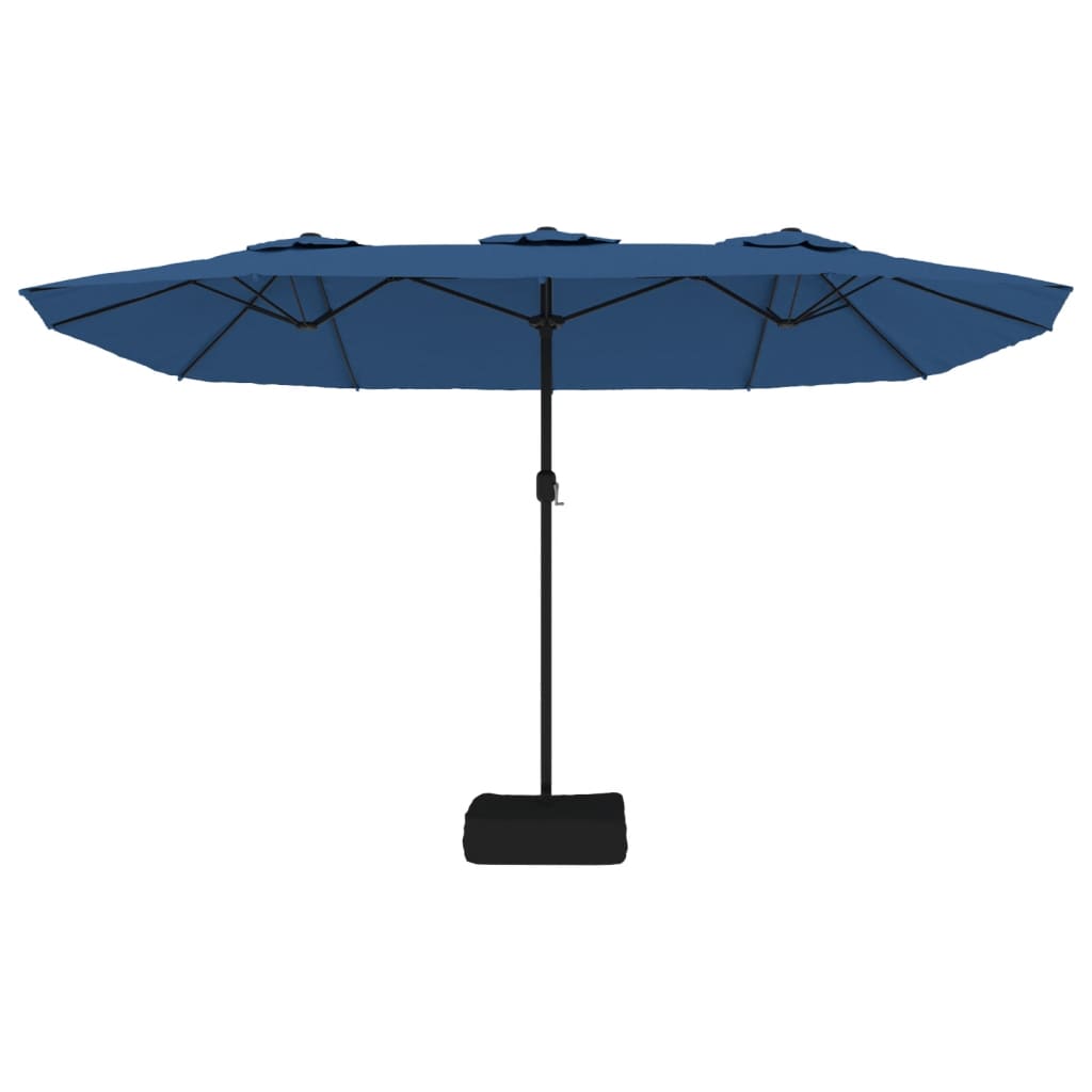 parasol m. dobbelt parasoldug 449x265 cm azurblå