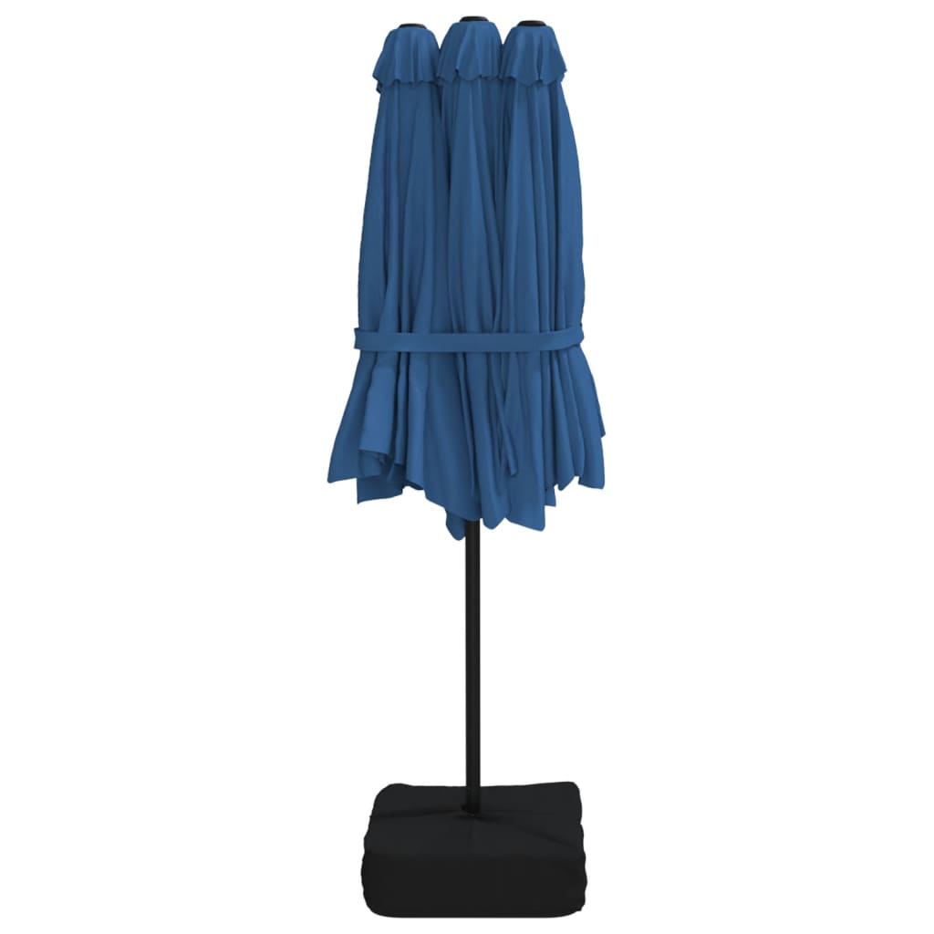parasol m. dobbelt parasoldug 449x265 cm azurblå