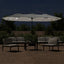 parasol med dobbelt parasoldug og LED-lys 449x265 cm sandhvid