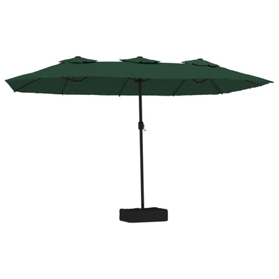 parasol med dobbelt parasoldug og LED-lys 449x265 cm grøn