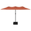 parasol med dobbelt parasoldug og LED-lys 449x265 cm terrakotta