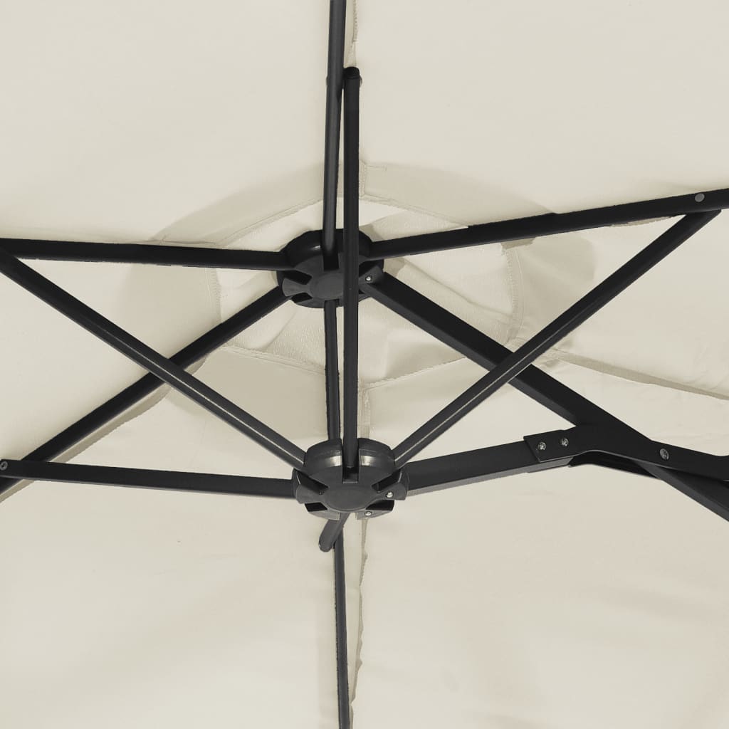 parasol m. dobbelt parasoldug 316x145 cm sandhvid
