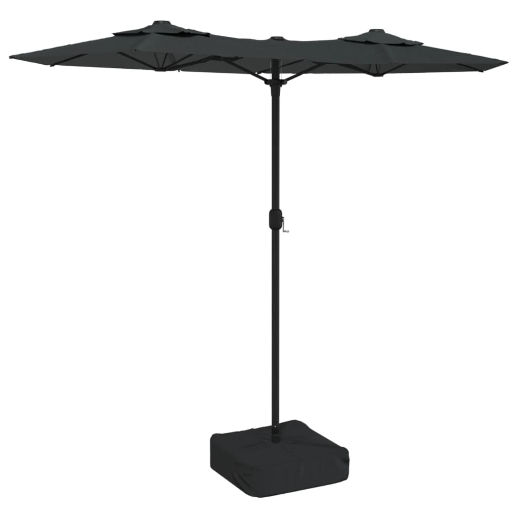 parasol m. dobbelt parasoldug 316x145 cm antracitgrå